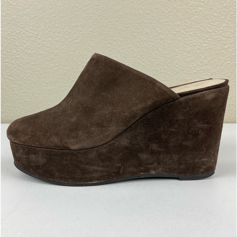 ROBERT CLERGERIE Women's 8 B Brown Suede Platform Mule Wedge Heels Slip On Leath - Picture 5 of 12